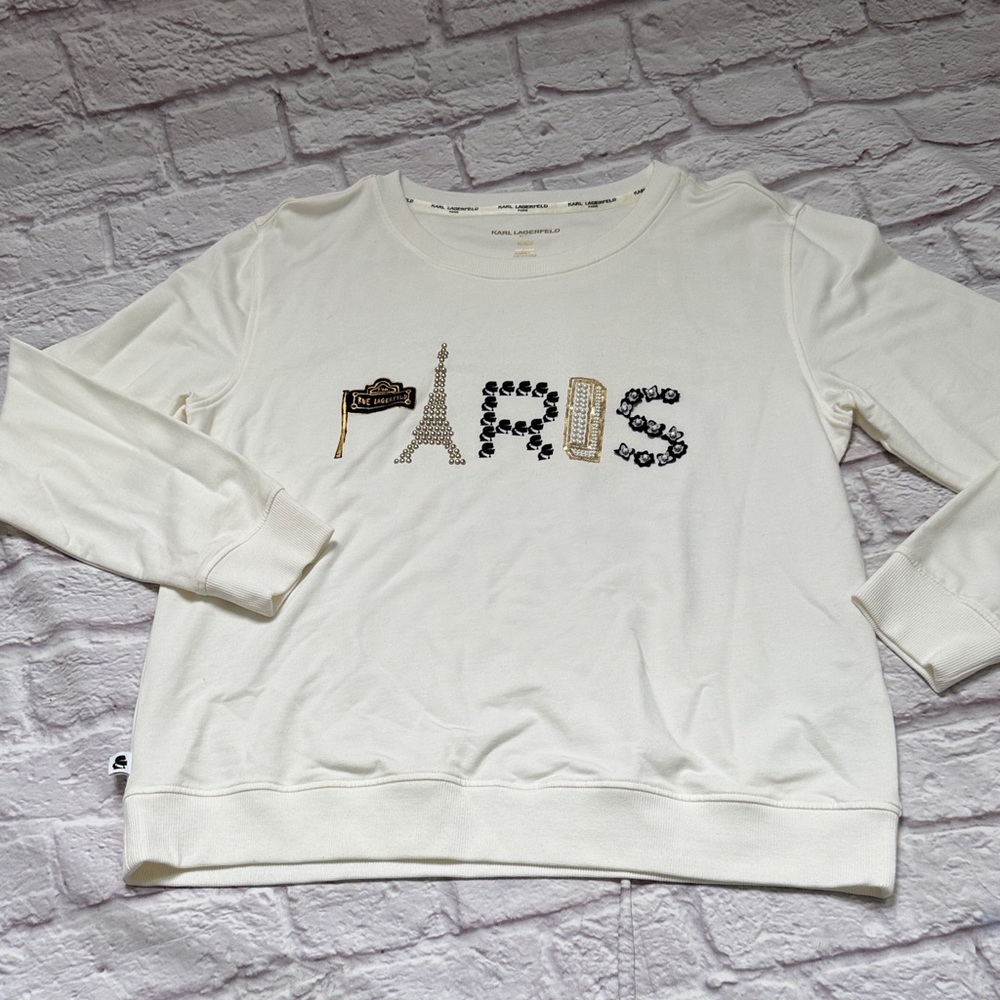 Karl lagerfeld Cream Paris Graphic Sweatshirt NEW